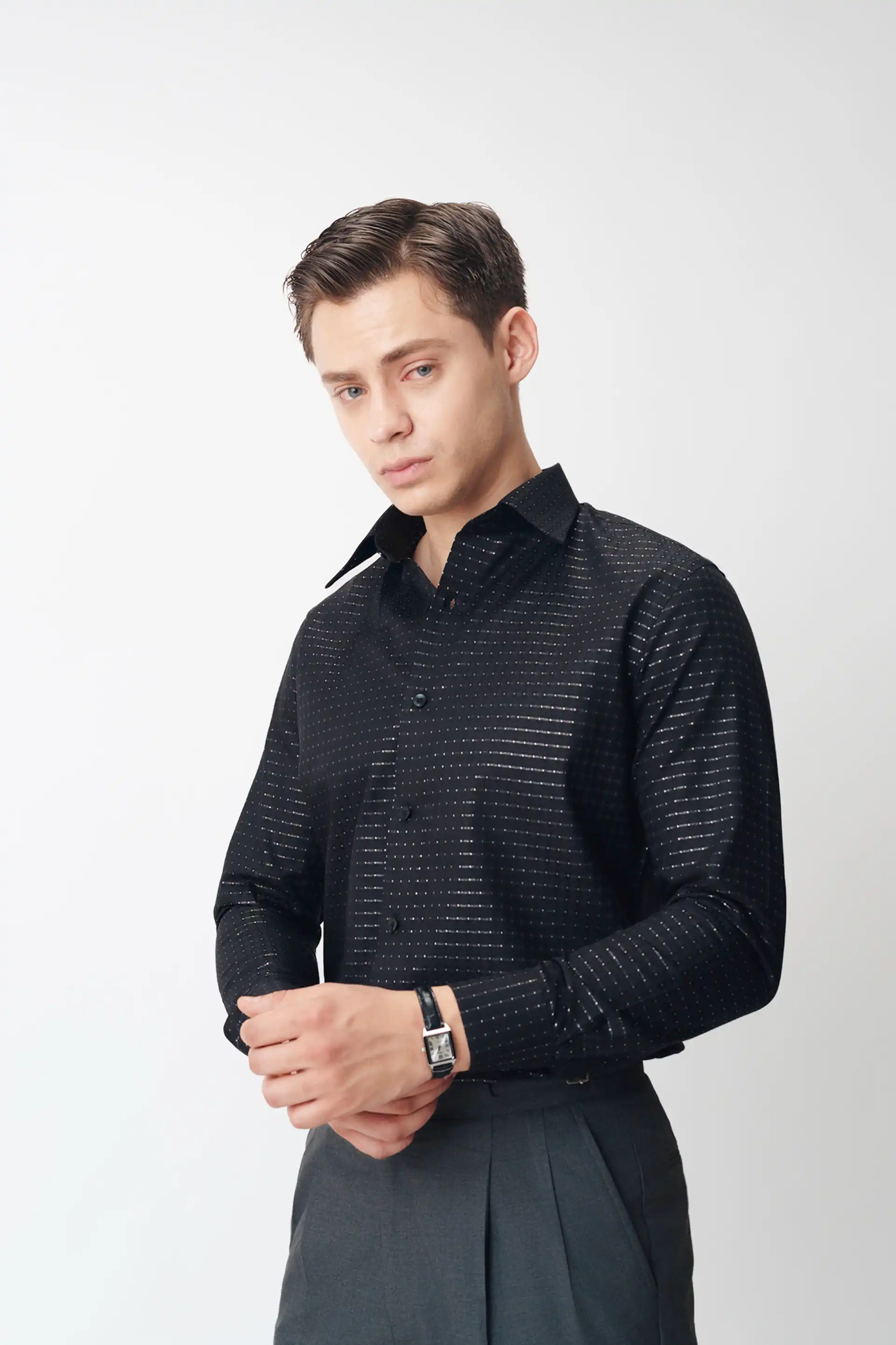 Black Striped Shine Shirt