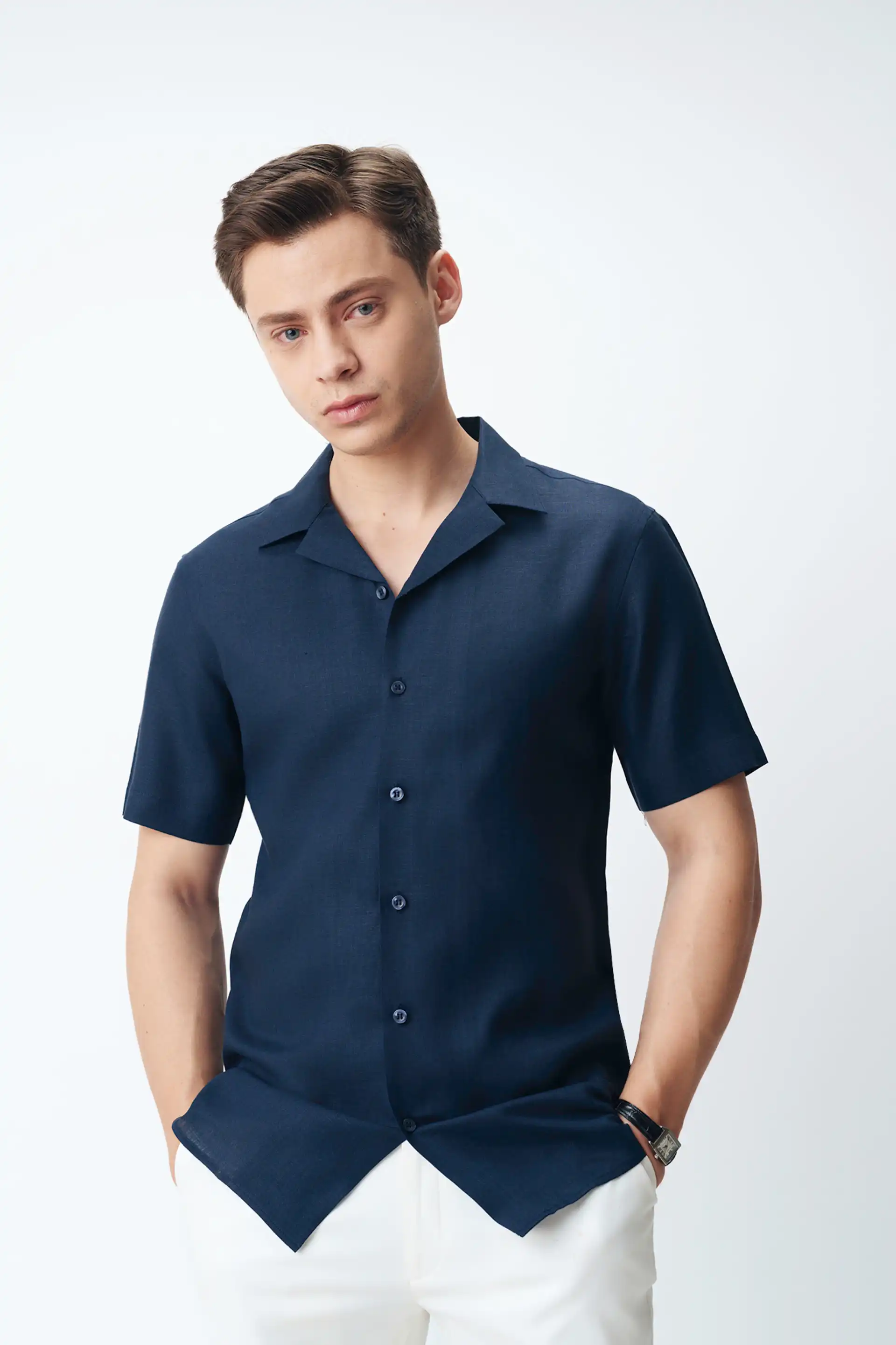 Navy Linen Shirt