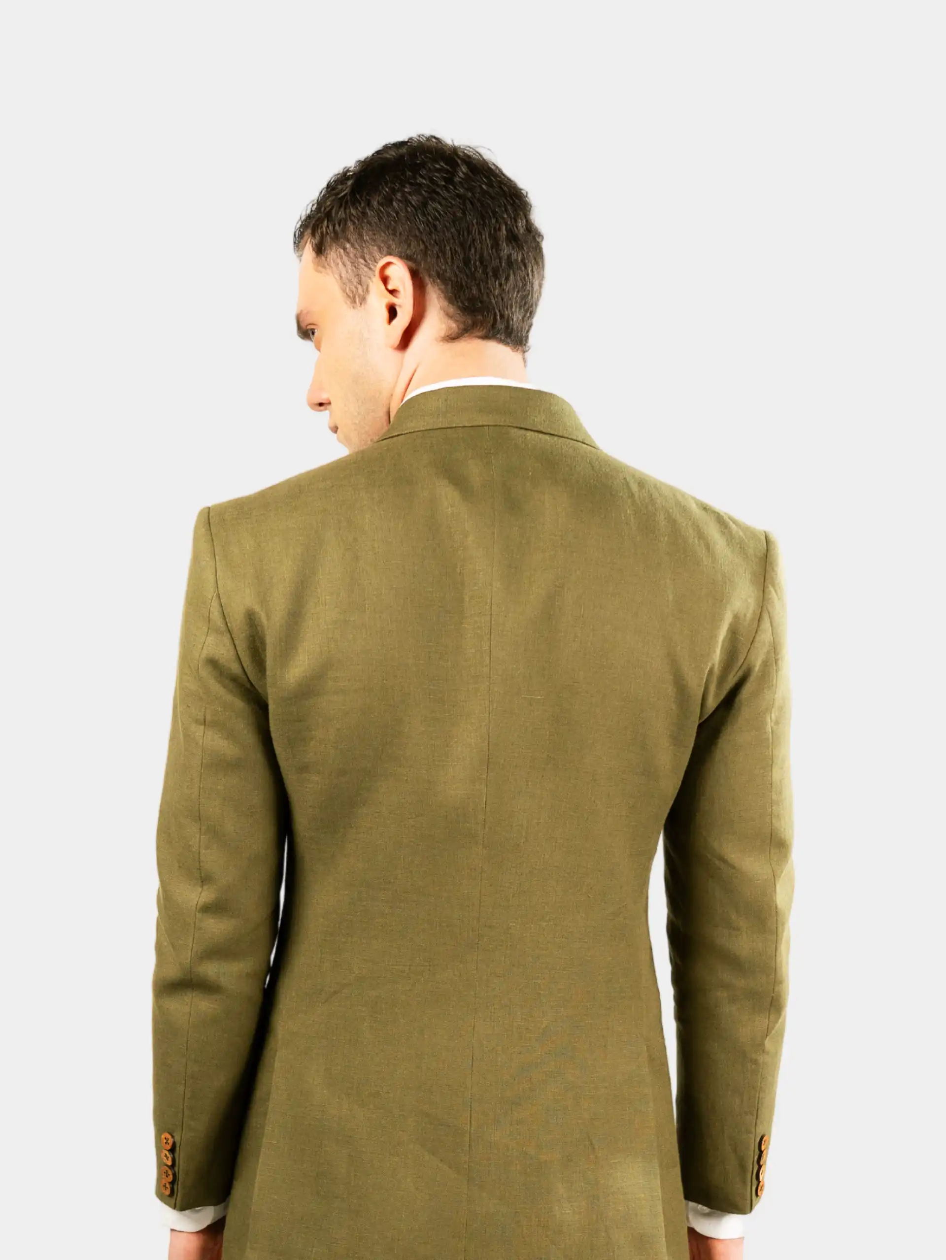 Green linen suit