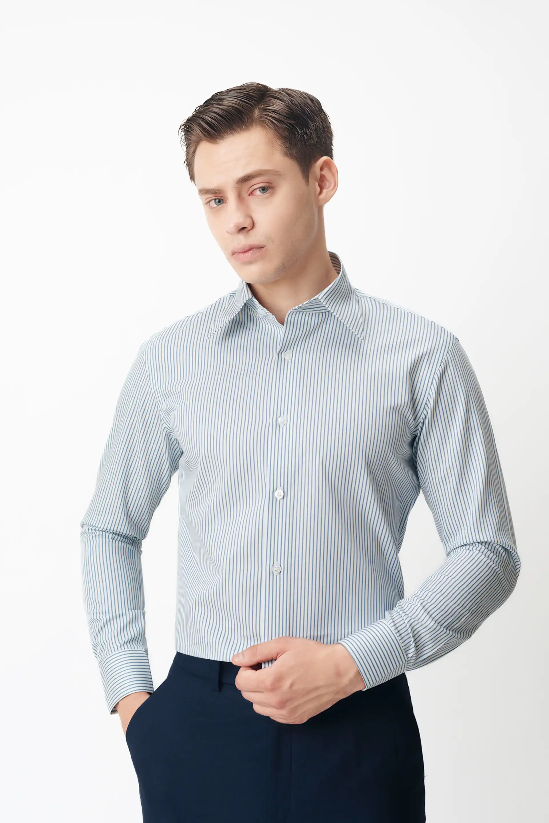 Blue Striped Linen Shirt