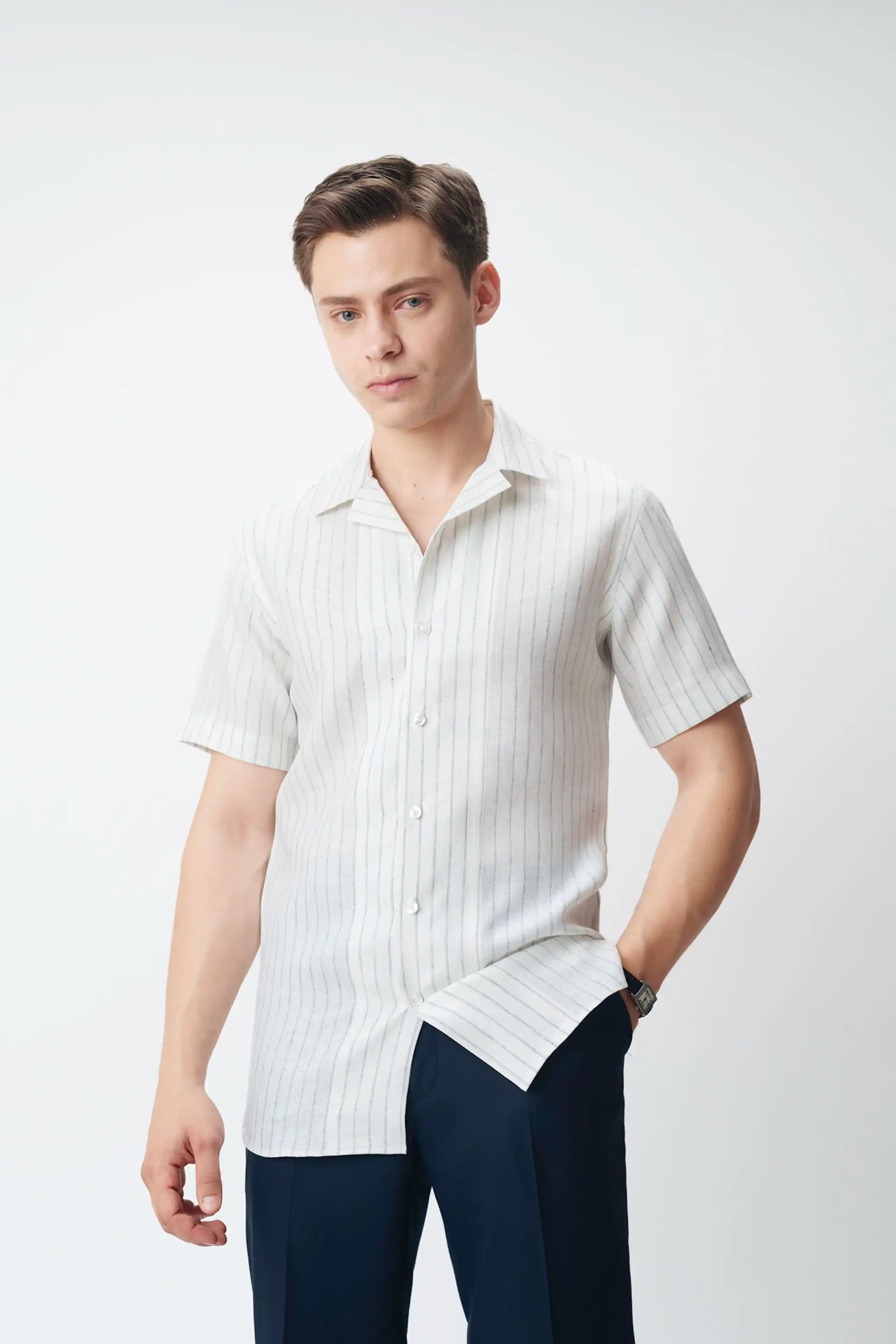 White Striped Linen Shirt