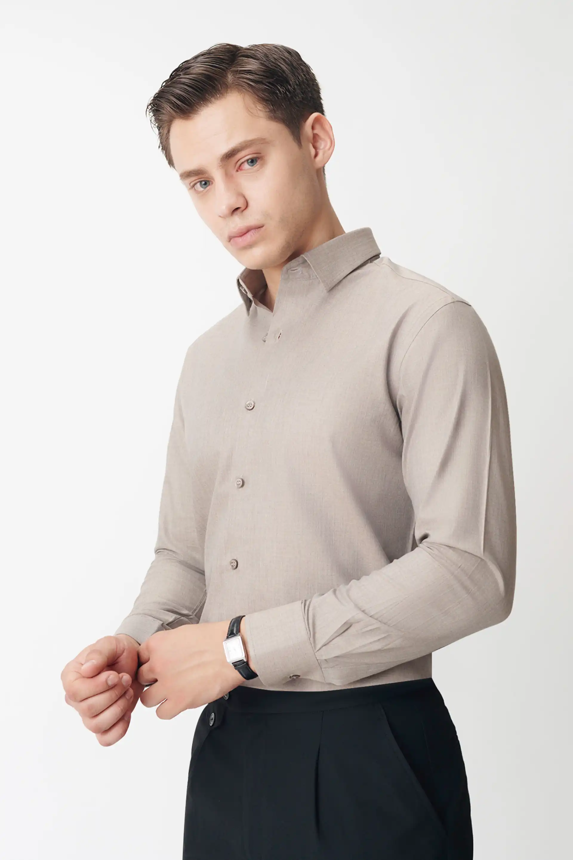 Brown Herringbone Shirt